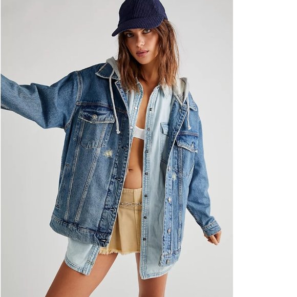 Free People Jackets & Blazers - Sold - Free People We The Free The Flawless hooded oversized denim jacket L